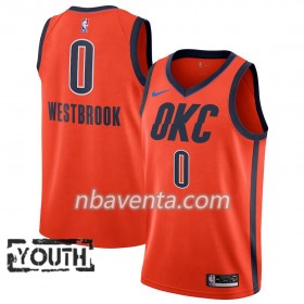 Camiseta Niños Oklahoma City Thunder Russell Westbrook 0 2018-19 Nike Naranja Swingman